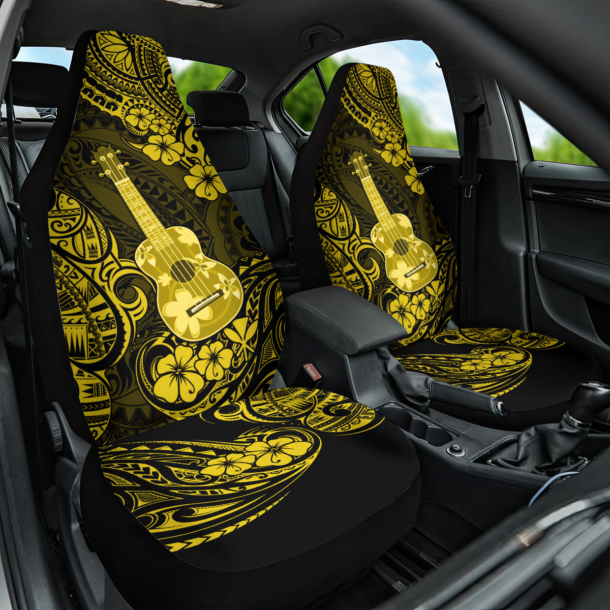Hawaii Ukulele Car Seat Cover Polynesian Pattern Yellow Version LT01 One Size Yellow - Polynesian Pride