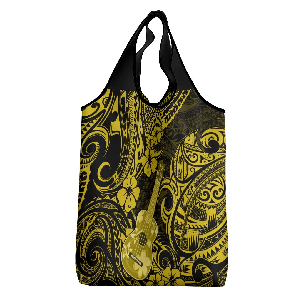 Hawaii Ukulele Grocery Bag Polynesian Pattern Yellow Version