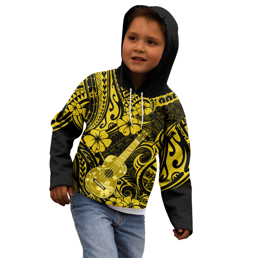 Hawaii Ukulele Kid Hoodie Polynesian Pattern Yellow Version LT01 - Polynesian Pride