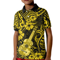 Hawaii Ukulele Kid Polo Shirt Polynesian Pattern Yellow Version LT01 Kid Yellow - Polynesian Pride