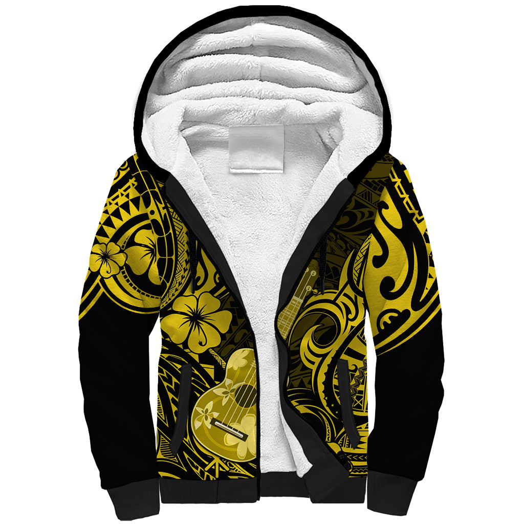 Hawaii Ukulele Sherpa Hoodie Polynesian Pattern Yellow Version LT01 Unisex Yellow - Polynesian Pride