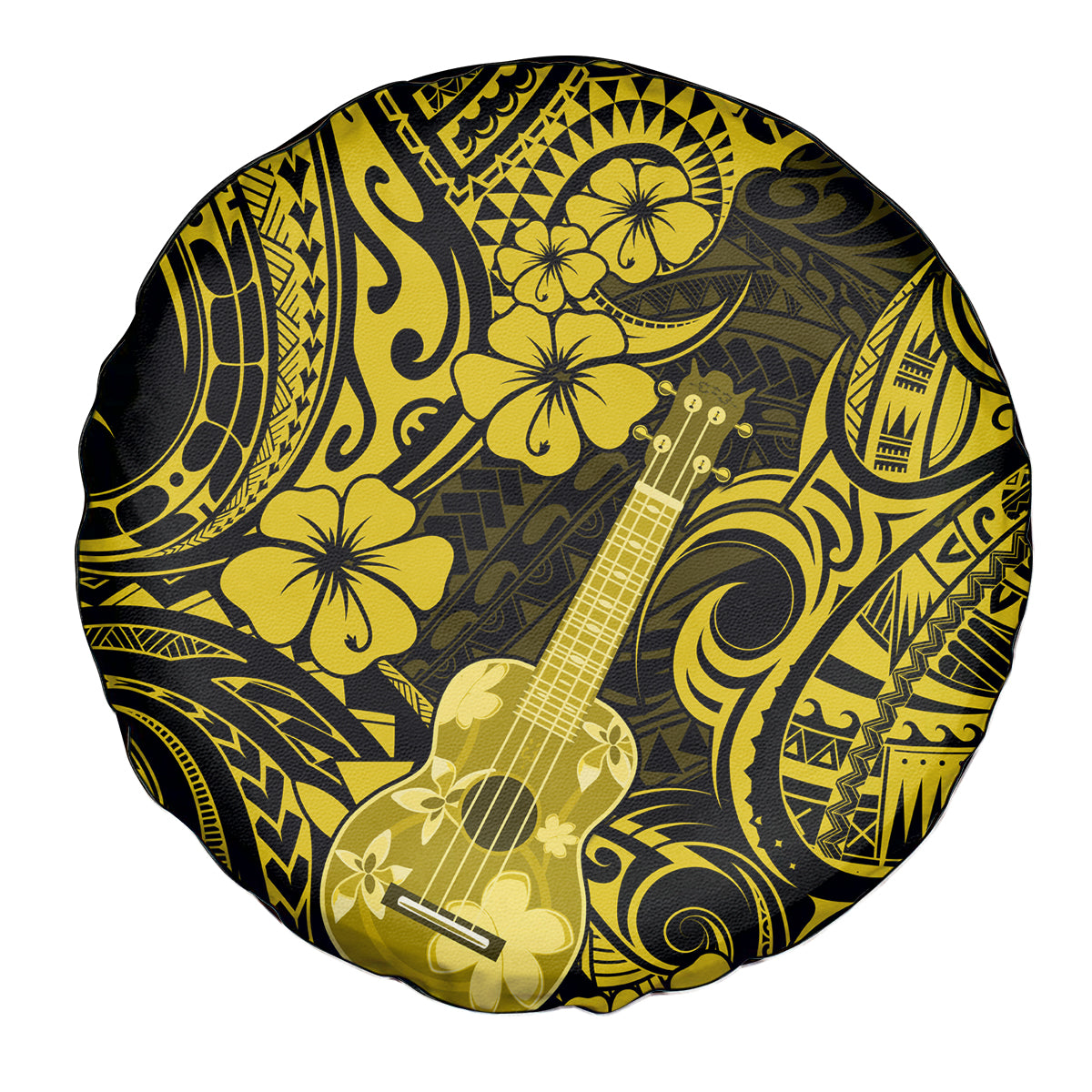 Hawaii Ukulele Spare Tire Cover Polynesian Pattern Yellow Version LT01 Yellow - Polynesian Pride