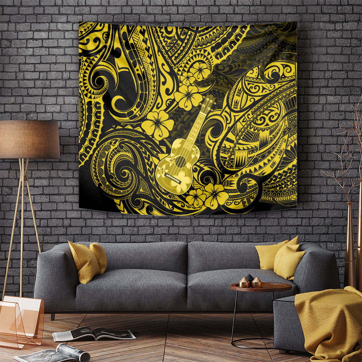 Hawaii Ukulele Tapestry Polynesian Pattern Yellow Version LT01 Yellow - Polynesian Pride