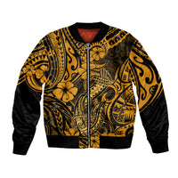 Hawaii Fish Hook Bomber Jacket Polynesian Pattern Gold Version LT01 Unisex Gold - Polynesian Pride