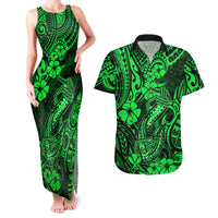 Hawaii Fish Hook Couples Matching Tank Maxi Dress and Hawaiian Shirt Polynesian Pattern Green Version LT01 Green - Polynesian Pride