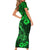 Hawaii Fish Hook Short Sleeve Bodycon Dress Polynesian Pattern Green Version LT01 - Polynesian Pride