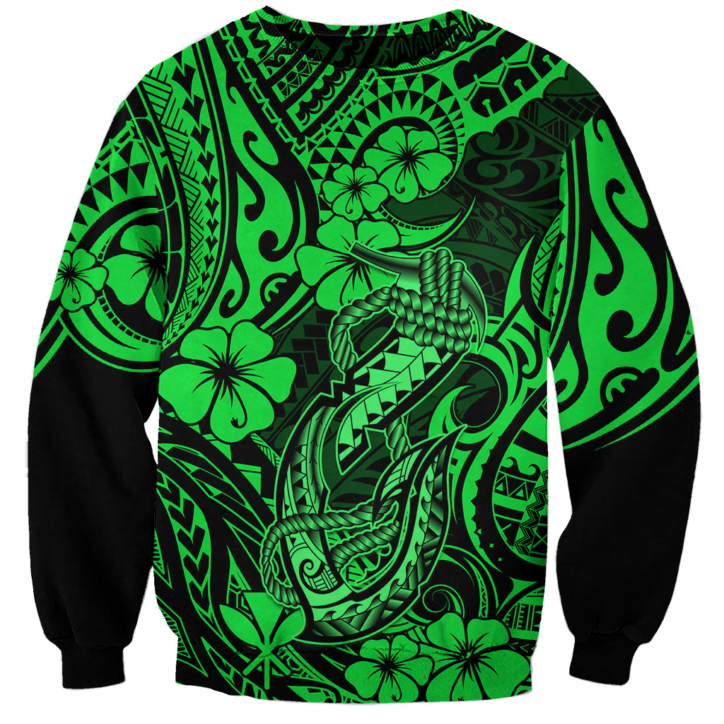 Hawaii Fish Hook Sweatshirt Polynesian Pattern Green Version LT01 Unisex Green - Polynesian Pride