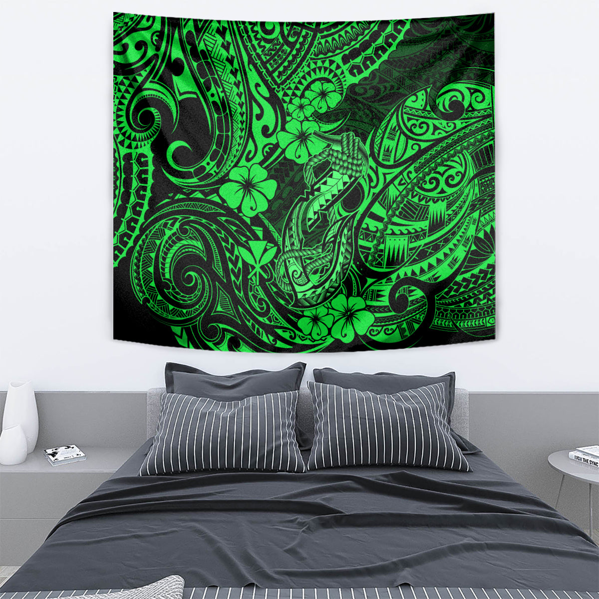 Hawaii Fish Hook Tapestry Polynesian Pattern Green Version LT01 - Polynesian Pride