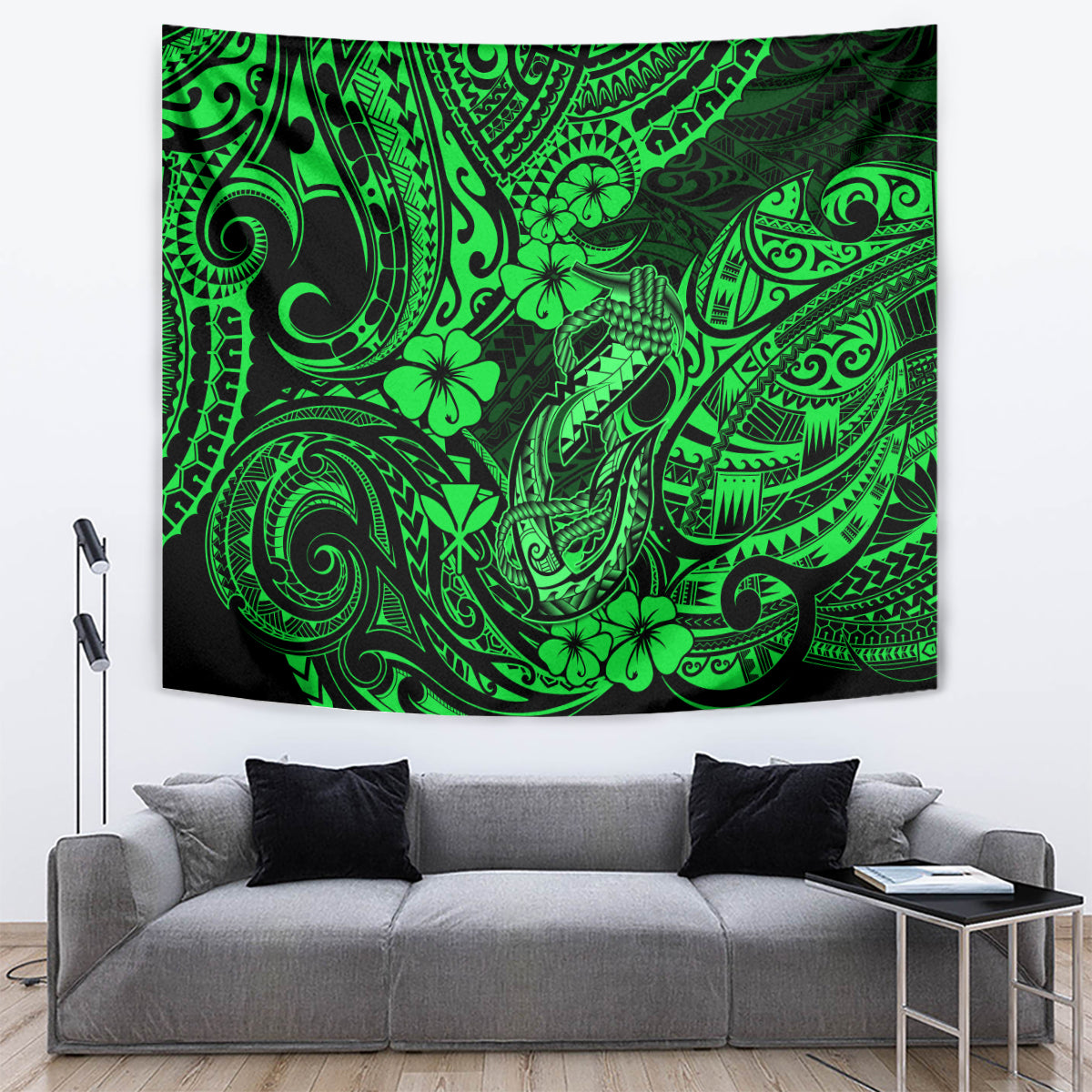 Hawaii Fish Hook Tapestry Polynesian Pattern Green Version LT01 - Polynesian Pride