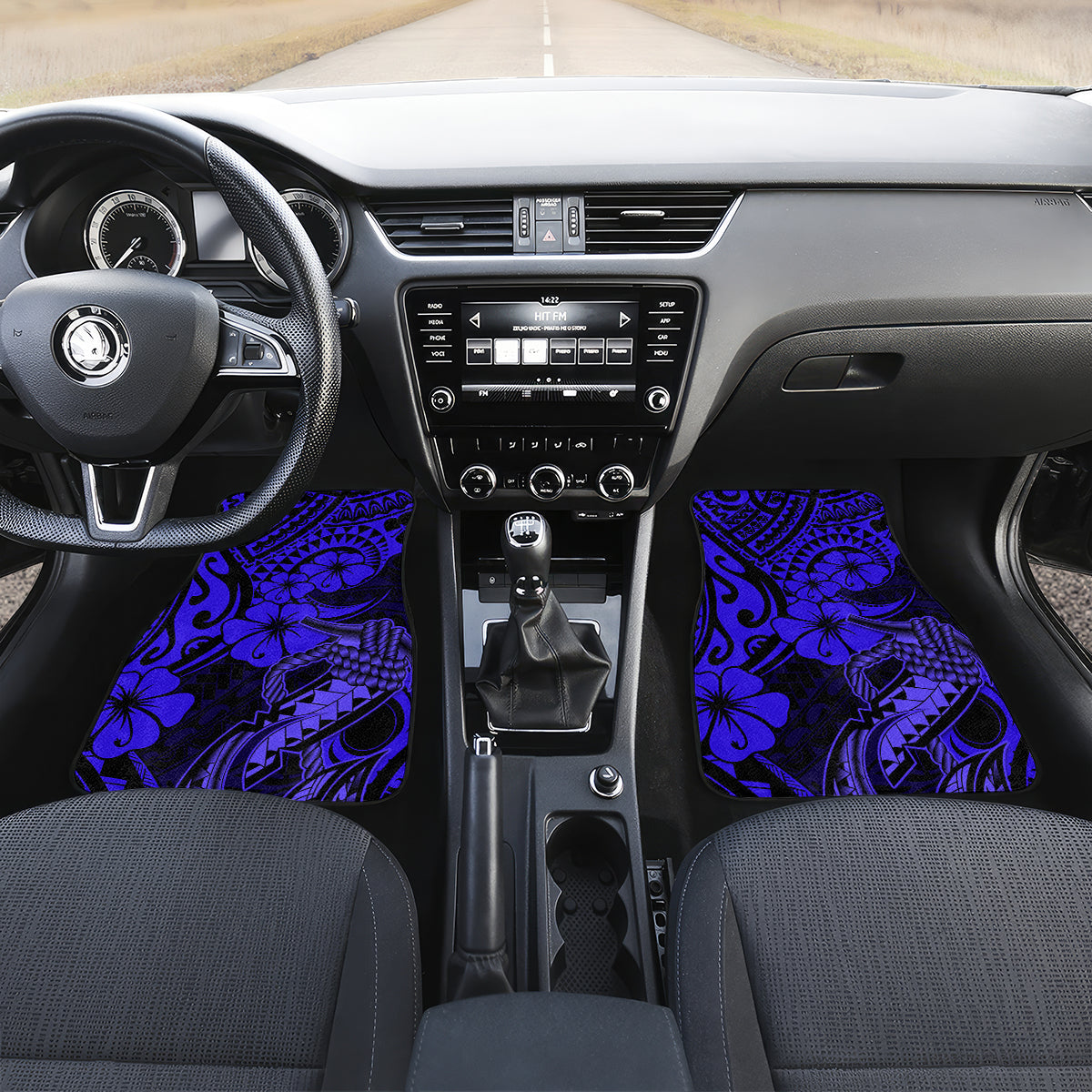 Hawaii Fish Hook Car Mats Polynesian Pattern Navy Blue Version LT01 - Polynesian Pride