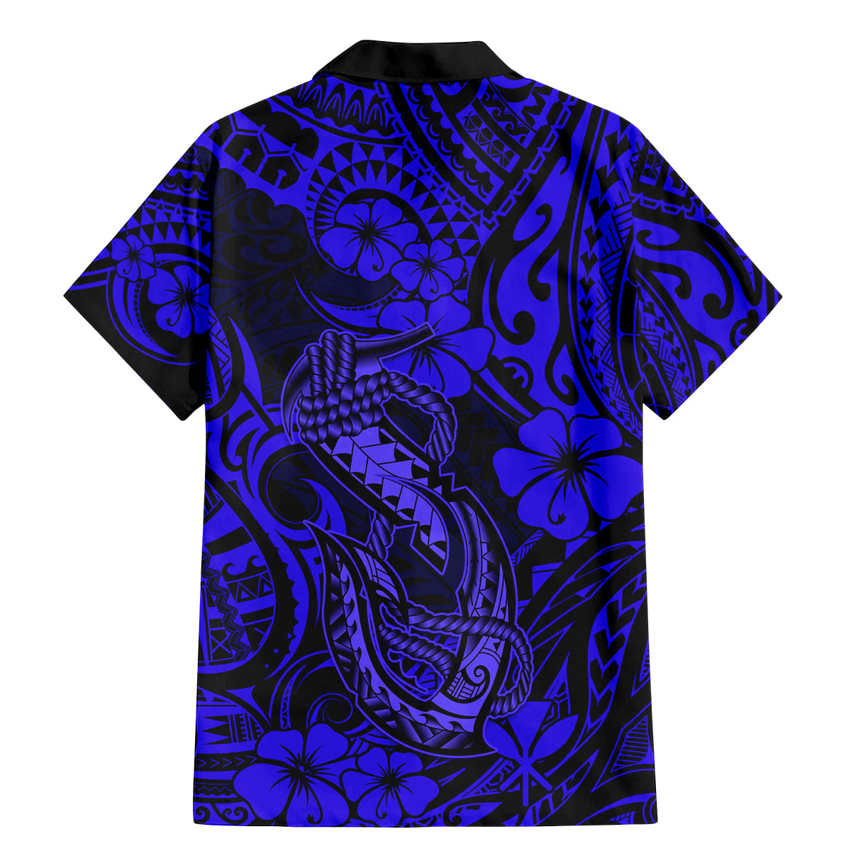 Hawaii Fish Hook Family Matching Mermaid Dress and Hawaiian Shirt Polynesian Pattern Navy Blue Version LT01 - Polynesian Pride