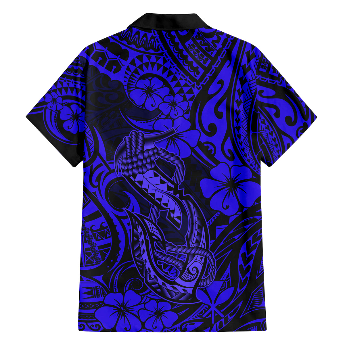 Hawaii Fish Hook Family Matching Puletasi Dress and Hawaiian Shirt Polynesian Pattern Navy Blue Version LT01 - Polynesian Pride