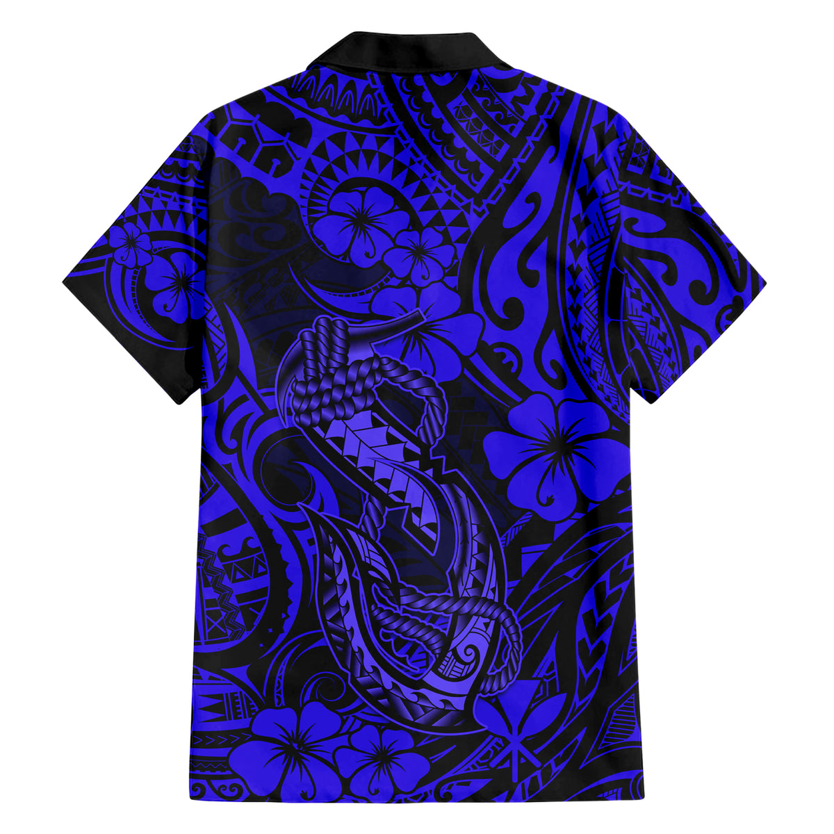 Hawaii Fish Hook Hawaiian Shirt Polynesian Pattern Navy Blue Version LT01 - Polynesian Pride
