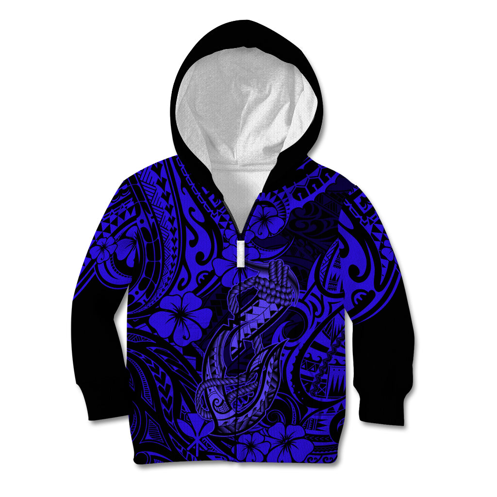 Hawaii Fish Hook Kid Hoodie Polynesian Pattern Navy Blue Version LT01 - Polynesian Pride