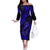 Hawaii Fish Hook Off The Shoulder Long Sleeve Dress Polynesian Pattern Navy Blue Version LT01 Women Blue - Polynesian Pride
