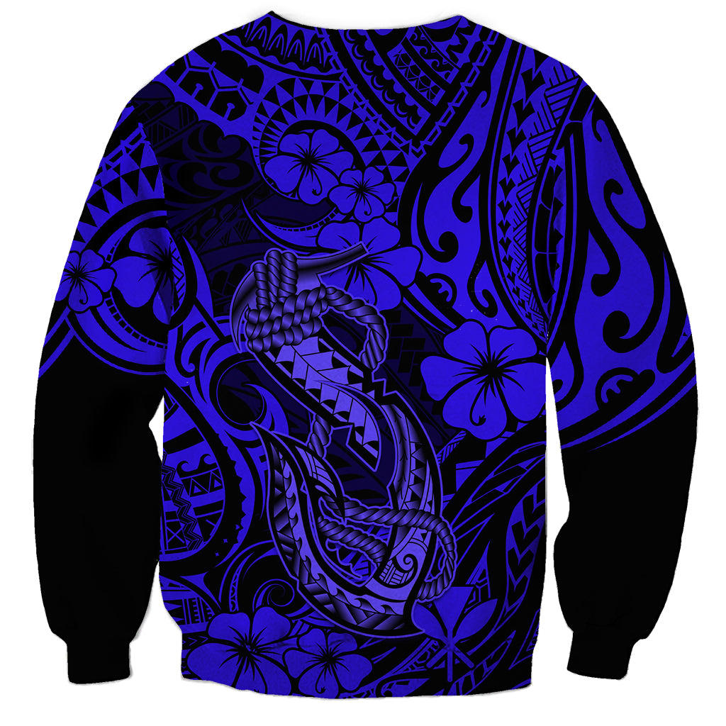 Hawaii Fish Hook Sweatshirt Polynesian Pattern Navy Blue Version LT01 - Polynesian Pride