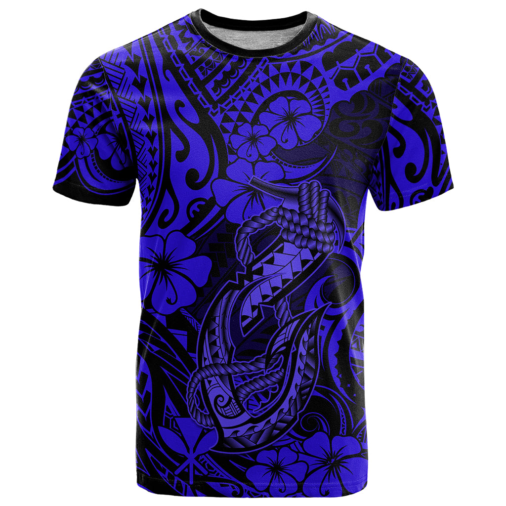 Hawaii Fish Hook T Shirt Polynesian Pattern Navy Blue Version LT01