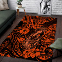 Hawaii Fish Hook Area Rug Polynesian Pattern Orange Version LT01