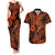 Hawaii Fish Hook Couples Matching Tank Maxi Dress and Hawaiian Shirt Polynesian Pattern Orange Version LT01 Orange - Polynesian Pride