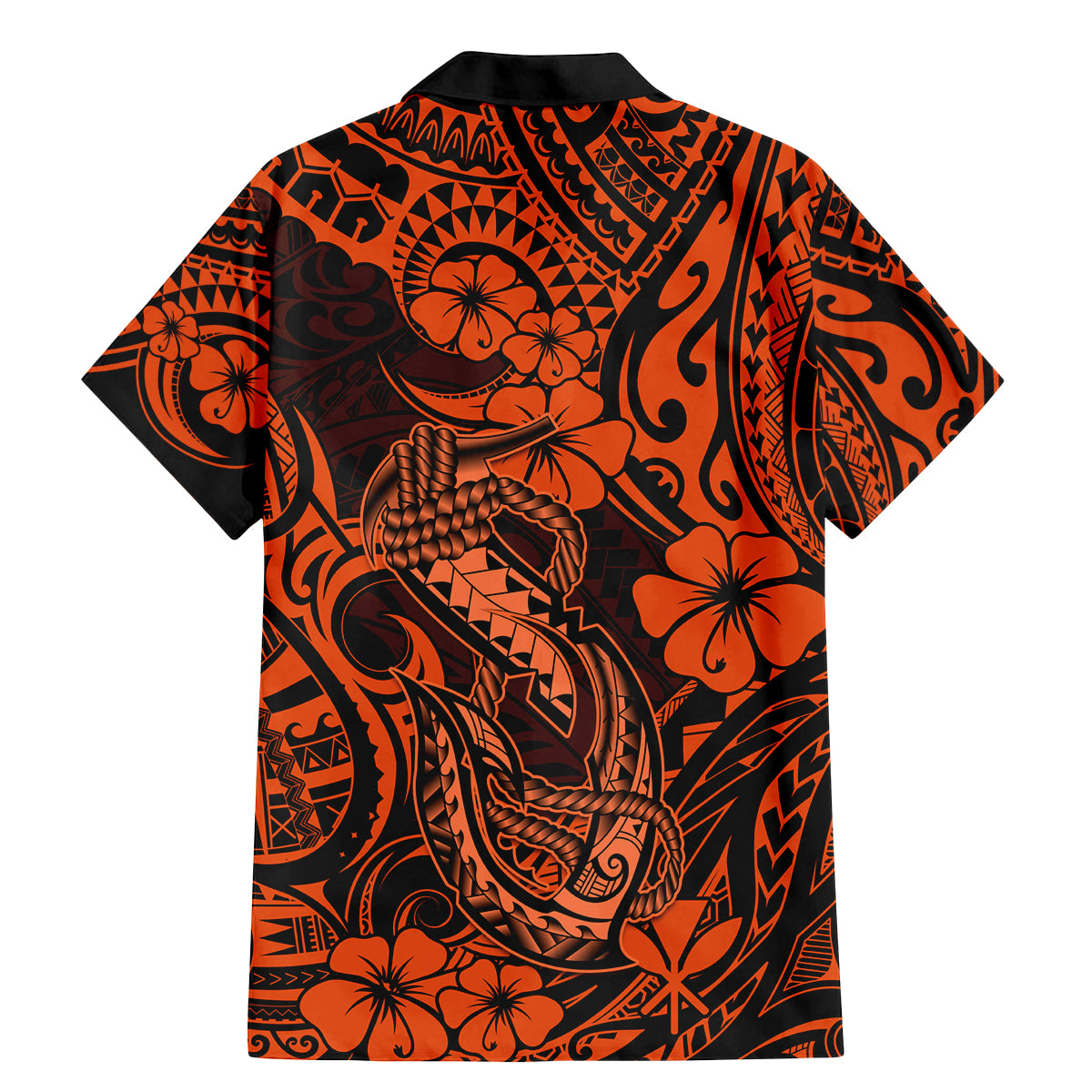 Hawaii Fish Hook Family Matching Mermaid Dress and Hawaiian Shirt Polynesian Pattern Orange Version LT01 - Polynesian Pride