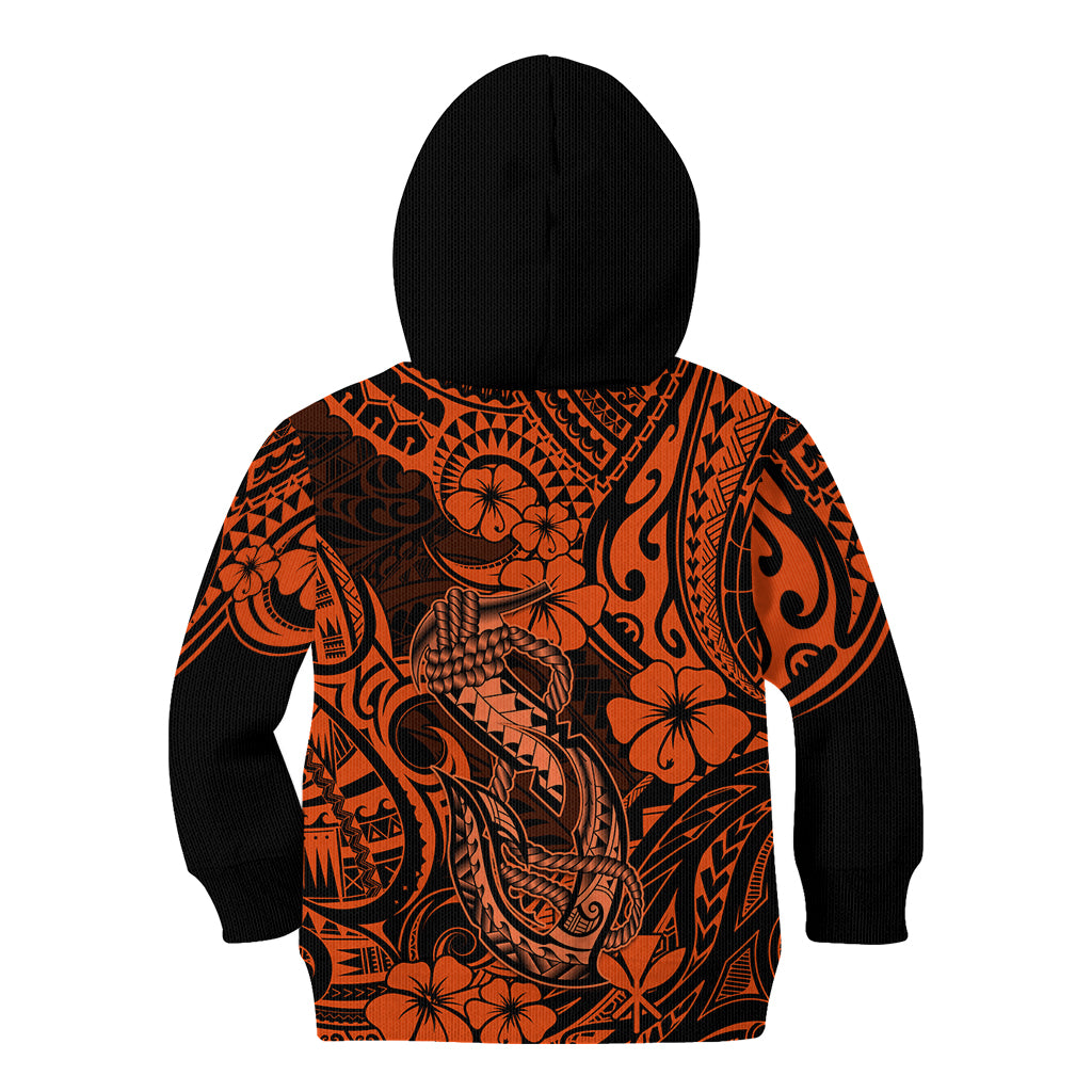 Hawaii Fish Hook Kid Hoodie Polynesian Pattern Orange Version LT01 - Polynesian Pride