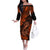 Hawaii Fish Hook Off The Shoulder Long Sleeve Dress Polynesian Pattern Orange Version LT01 Women Orange - Polynesian Pride