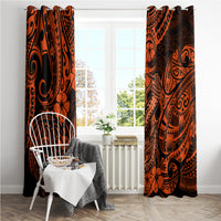 Hawaii Fish Hook Window Curtain Polynesian Pattern Orange Version LT01