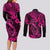 Hawaii Fish Hook Couples Matching Long Sleeve Bodycon Dress and Long Sleeve Button Shirts Hibiscus Hawaii Tribal Tattoo Pink Version LT01 - Polynesian Pride