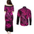 Hawaii Fish Hook Couples Matching Puletasi Dress and Long Sleeve Button Shirts Hibiscus Hawaii Tribal Tattoo Pink Version LT01 - Polynesian Pride