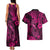 Hawaii Fish Hook Couples Matching Tank Maxi Dress and Hawaiian Shirt Hibiscus Hawaii Tribal Tattoo Pink Version LT01 - Polynesian Pride