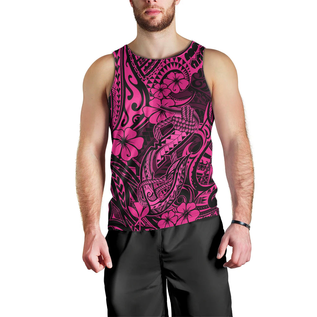 Hawaii Fish Hook Men Tank Top Hibiscus Hawaii Tribal Tattoo Pink Version LT01 - Polynesian Pride
