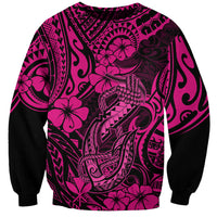 Hawaii Fish Hook Sweatshirt Hibiscus Hawaii Tribal Tattoo Pink Version LT01 Unisex Pink - Polynesian Pride