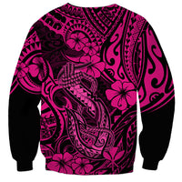 Hawaii Fish Hook Sweatshirt Hibiscus Hawaii Tribal Tattoo Pink Version LT01 - Polynesian Pride