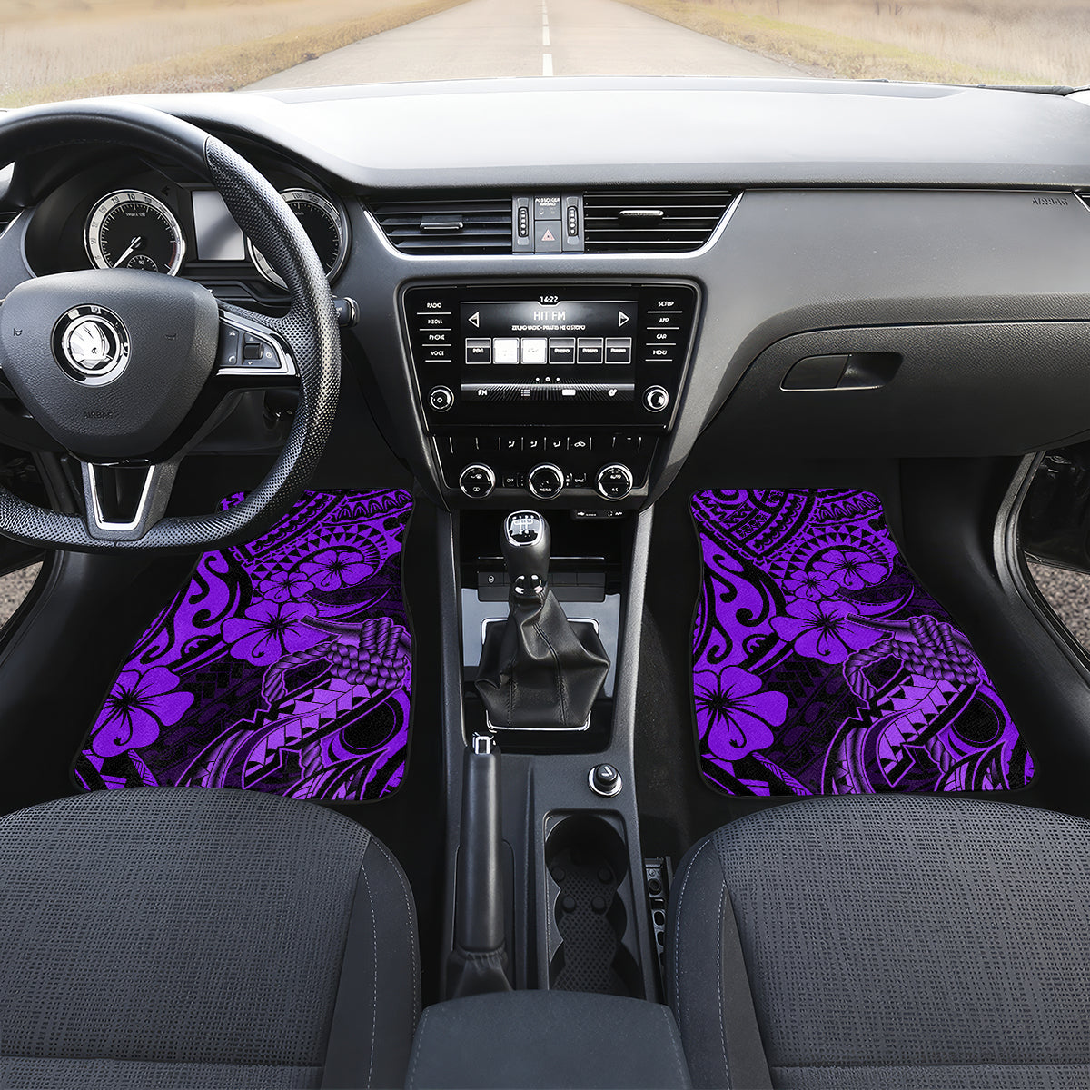 Hawaii Fish Hook Car Mats Hibiscus Hawaii Tribal Tattoo Purple Version LT01 - Polynesian Pride