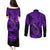 Hawaii Fish Hook Couples Matching Puletasi Dress and Long Sleeve Button Shirts Hibiscus Hawaii Tribal Tattoo Purple Version LT01 - Polynesian Pride