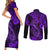 Hawaii Fish Hook Couples Matching Short Sleeve Bodycon Dress and Long Sleeve Button Shirts Hibiscus Hawaii Tribal Tattoo Purple Version LT01 - Polynesian Pride