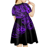 Hawaii Fish Hook Kid Short Sleeve Dress Hibiscus Hawaii Tribal Tattoo Purple Version LT01 - Polynesian Pride