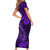 Hawaii Fish Hook Short Sleeve Bodycon Dress Hibiscus Hawaii Tribal Tattoo Purple Version LT01 - Polynesian Pride