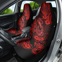 Hawaii Fish Hook Car Seat Cover Hibiscus Hawaii Tribal Tattoo Red Version LT01 - Polynesian Pride