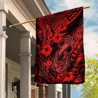 Hawaii Fish Hook Garden Flag Hibiscus Hawaii Tribal Tattoo Red Version LT01 House Flag Red - Polynesian Pride
