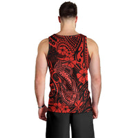 Hawaii Fish Hook Men Tank Top Hibiscus Hawaii Tribal Tattoo Red Version LT01 - Polynesian Pride