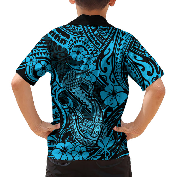Custom Hawaii Fish Hook Zip Hoodie Blue Style LT6 main image 0