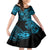 Hawaii Fish Hook Kid Short Sleeve Dress Hibiscus Hawaii Tribal Tattoo Sky Blue Version LT01 KID Blue - Polynesian Pride