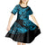 Hawaii Fish Hook Kid Short Sleeve Dress Hibiscus Hawaii Tribal Tattoo Sky Blue Version LT01 - Polynesian Pride