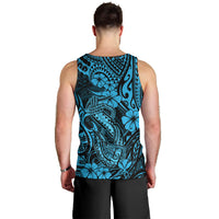 Hawaii Fish Hook Men Tank Top Hibiscus Hawaii Tribal Tattoo Sky Blue Version LT01 - Polynesian Pride