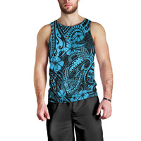 Hawaii Fish Hook Men Tank Top Hibiscus Hawaii Tribal Tattoo Sky Blue Version LT01 - Polynesian Pride