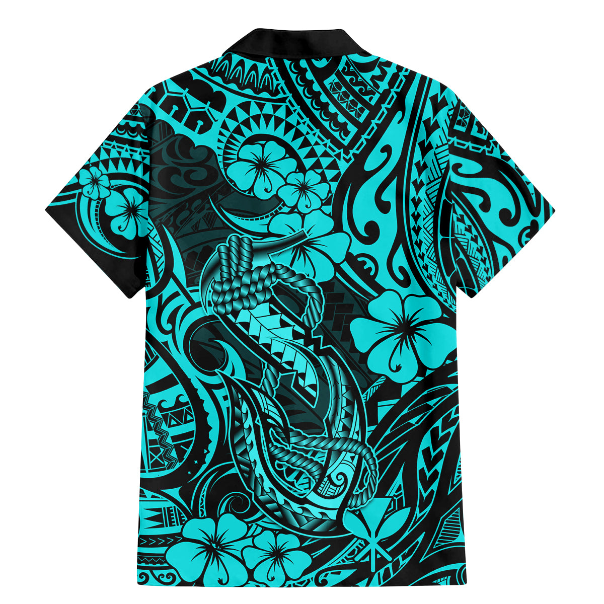 Hawaii Fish Hook Family Matching Mermaid Dress and Hawaiian Shirt Hibiscus Hawaii Tribal Tattoo Turquoise Version LT01 - Polynesian Pride