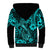 Hawaii Fish Hook Sherpa Hoodie Hibiscus Hawaii Tribal Tattoo Turquoise Version LT01 - Polynesian Pride