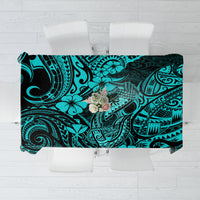Hawaii Fish Hook Tablecloth Hibiscus Hawaii Tribal Tattoo Turquoise Version LT01 Turquoise - Polynesian Pride