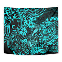Hawaii Fish Hook Tapestry Hibiscus Hawaii Tribal Tattoo Turquoise Version LT01 - Polynesian Pride
